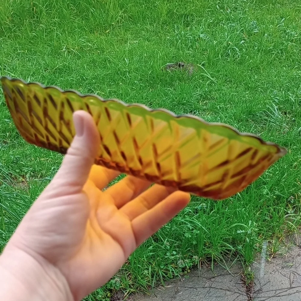 Glass Reptile Water Dish - Green/Amber
